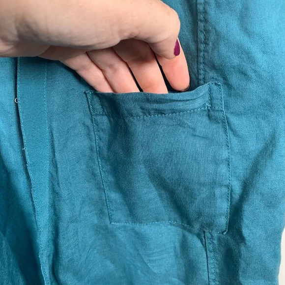 Athleta Playa 100% Linen Tie Wrap Top Borealis Green Size Medium Tie Top - Picture 4 of 7